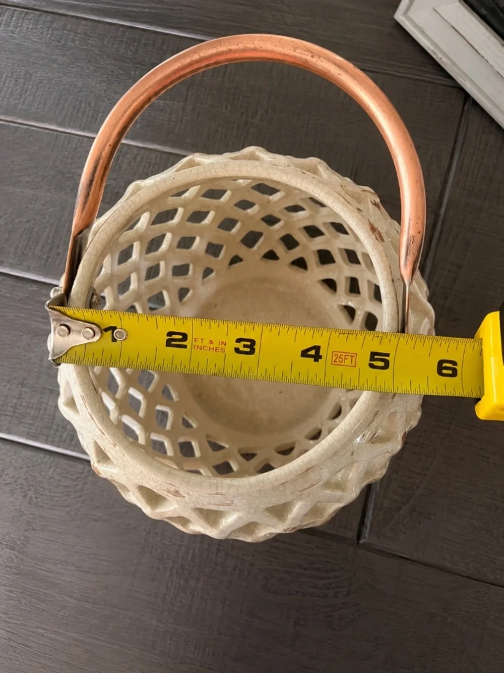 Rustic White Lattice Ceramic Lantern - Home Accents